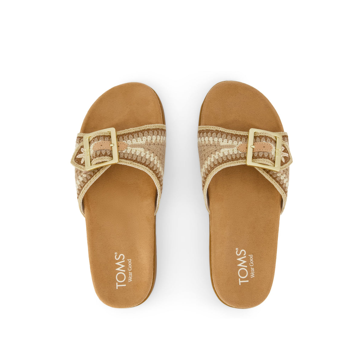 Marin Slide Sandal - Almond Crochet Top View