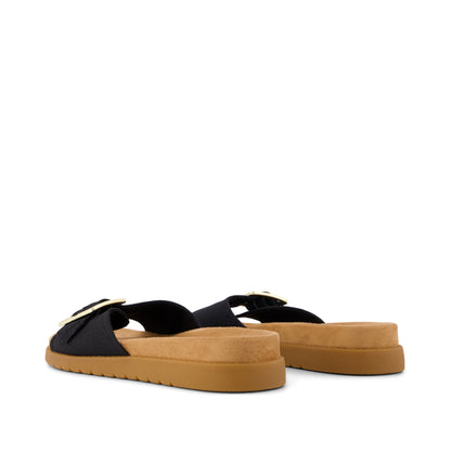 Marin Slide Sandal - Black Canvas Back View