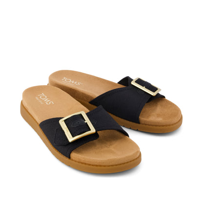 Marin Slide Sandal - Black Canvas Front View