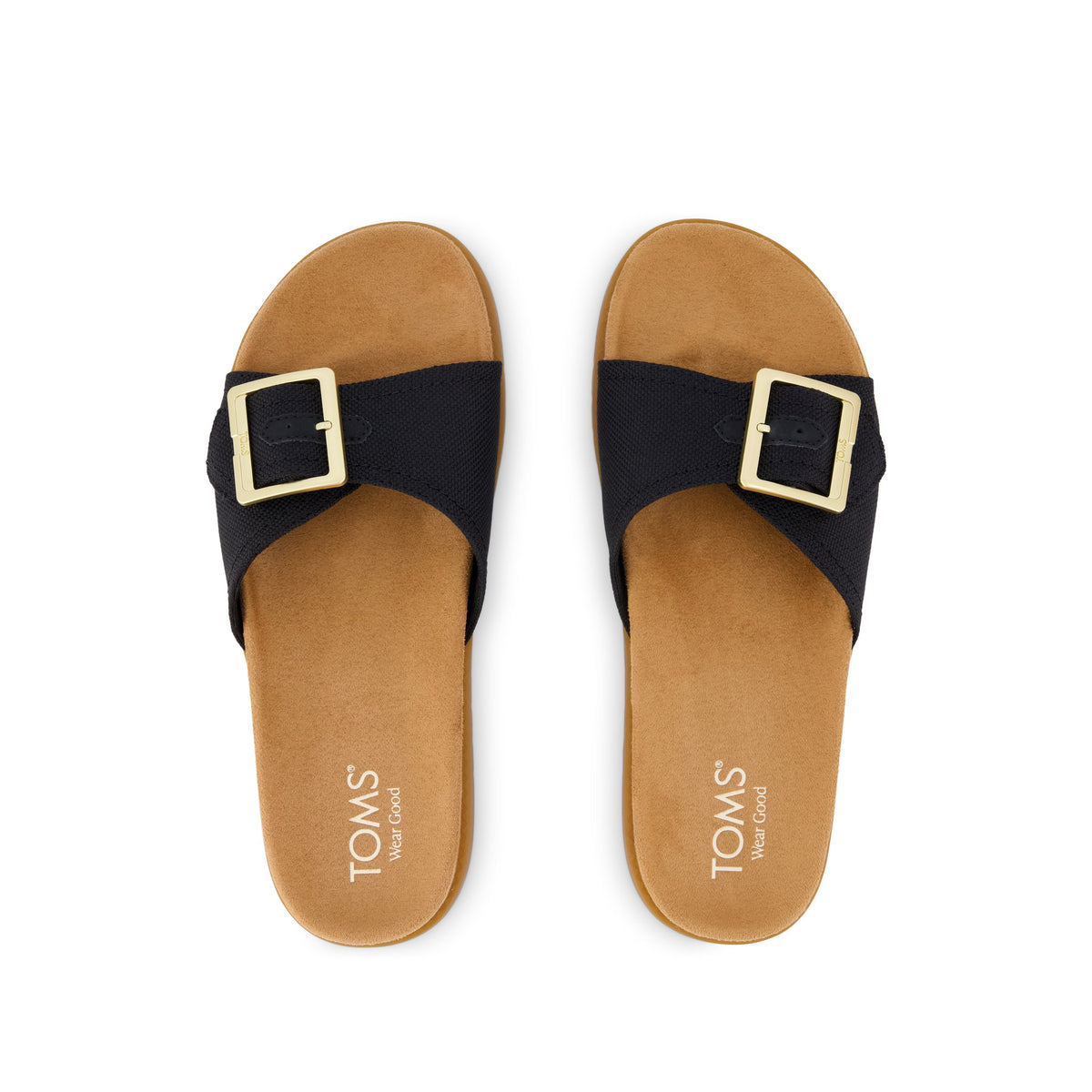 Marin Slide Sandal - Black Canvas Top View