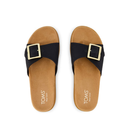 Marin Slide Sandal - Black Canvas Top View