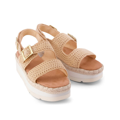 Giana Flatform Sandal - Almond Crochet Front View