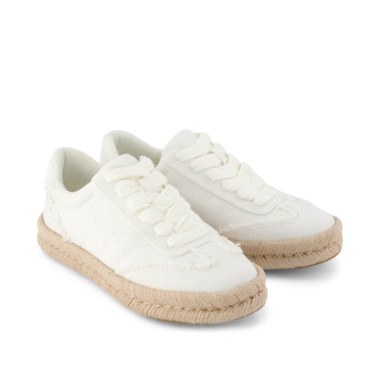 Jesse Espadrille Sneaker - White Canvas Front View