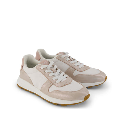 TRVL LITE Retro Runner Sneaker - Water Repellent Champagne Shimmer Front View