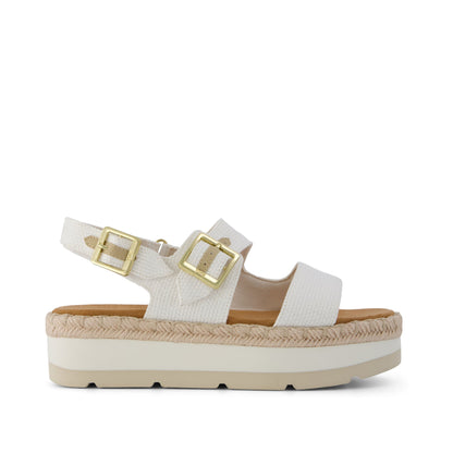 Giana Flatform Sandal - White Woven Side View