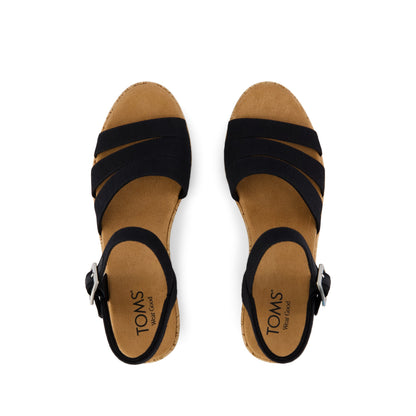 Julia Wedge Sandal - Black Woven Top View