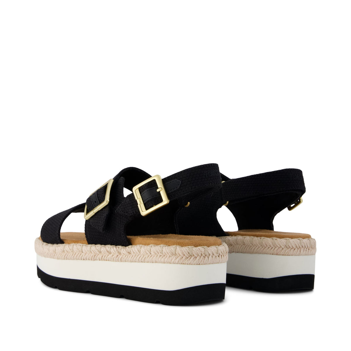Giana Flatform Sandal - Black Woven Back View