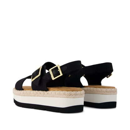 Giana Flatform Sandal - Black Woven Back View