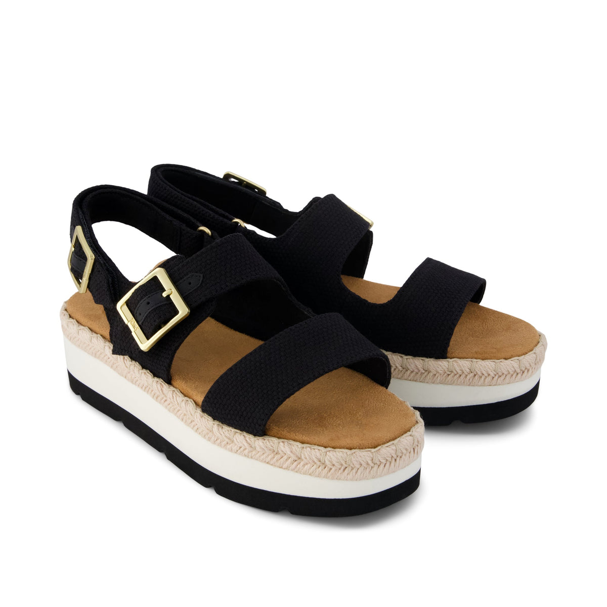 Giana Flatform Sandal - Black Woven Front View