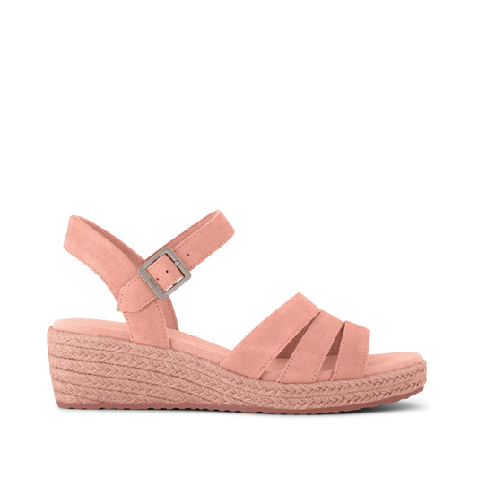 Julia Wedge Sandal - Bloom Suede Side View