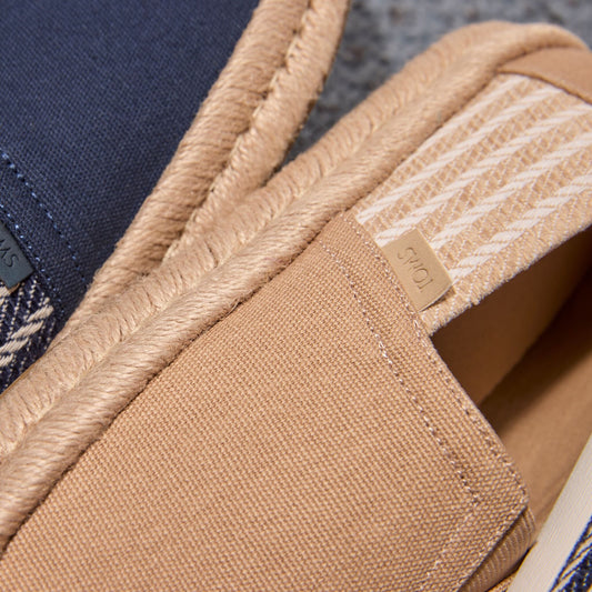 Up close detail shot of the oatmeal stripe of the Alpargata Rope 2.0 espadrille