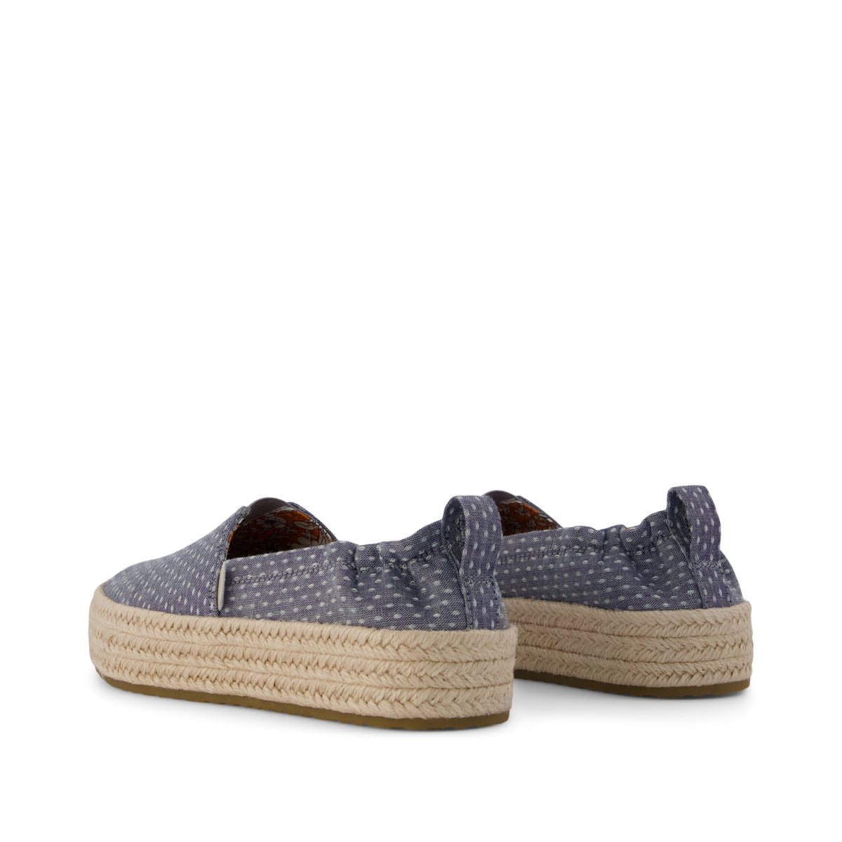 Valencia Platform Kids Espadrille - Niagara Mist Chambray Dot Back View
