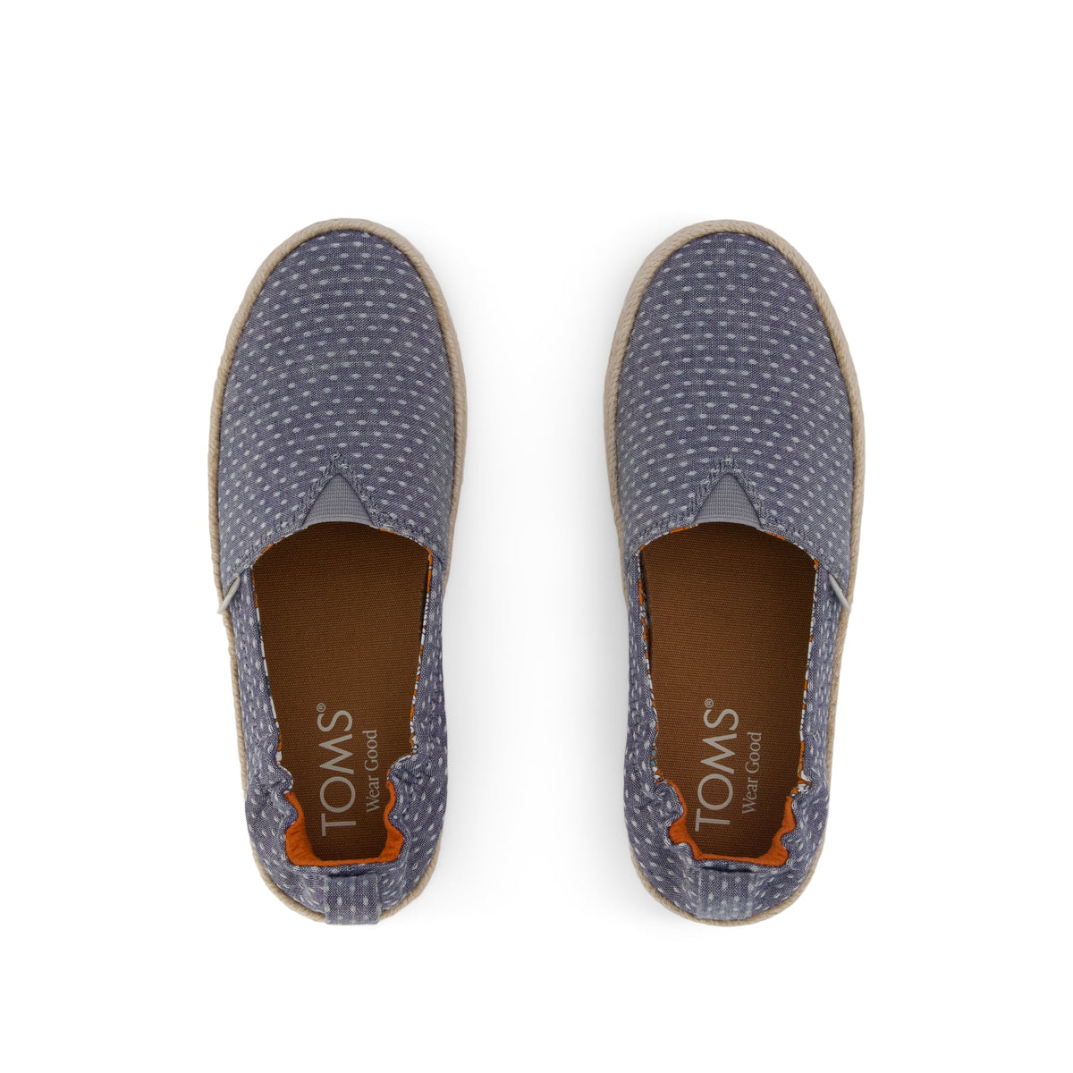 Valencia Platform Kids Espadrille - Niagara Mist Chambray Dot Top View
