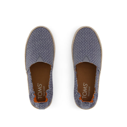 Valencia Platform Kids Espadrille - Niagara Mist Chambray Dot Top View
