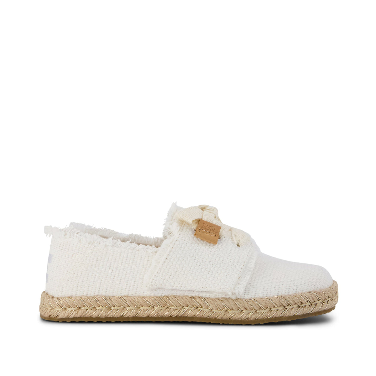 Carolina Lace-Up Kids Espadrille - White Fray Side View