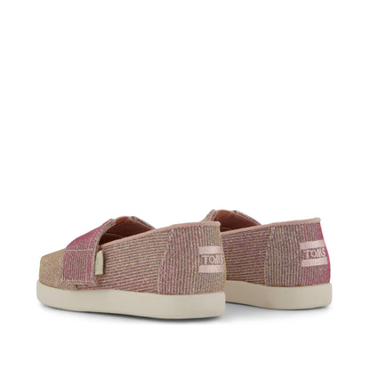 Alpargata Classic Toddler Shoe - Rose Glitter Corduroy Back View