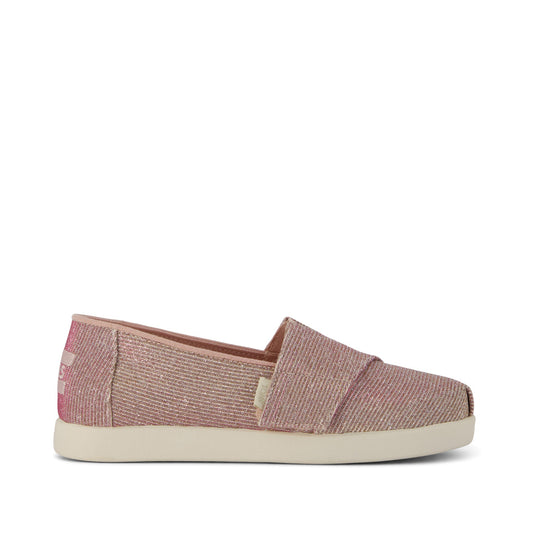 Alpargata Classic Kids Shoe - Rose Glitter Corduroy Side View