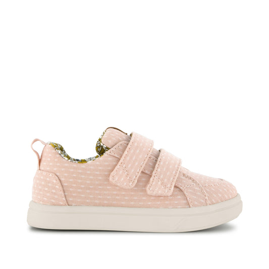Cruz Double Strap Toddler Sneaker - Bloom Chambray Dot Side View