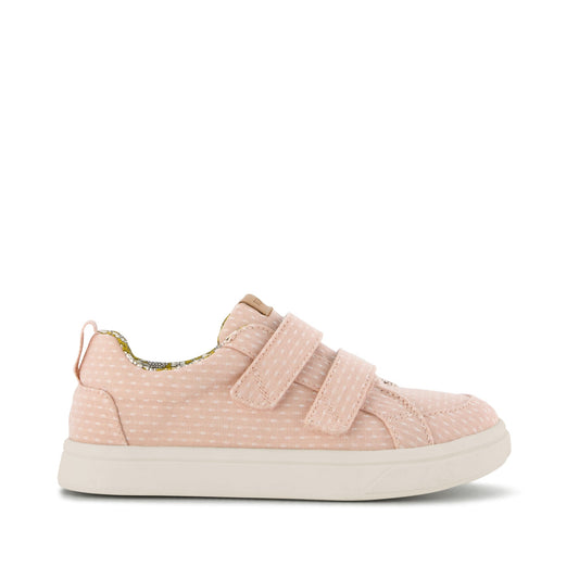 Cruz Double Strap Kids Sneaker - Bloom Chambray Dot Side View