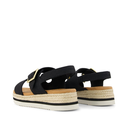 Giana Kids Sandal - Black Canvas Back View