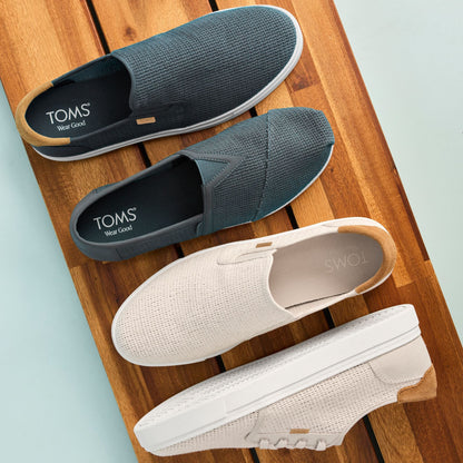 Laydown image of the taupe mesh Baja 2.0 slip on sneaker