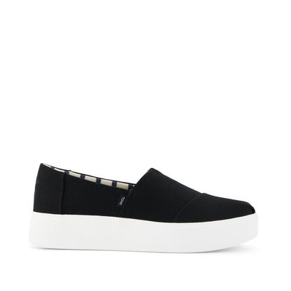 Asher Platform Slip On Sneaker - Black Canvas Side View