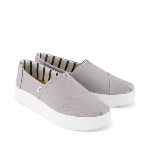 Asher Platform Slip On Sneaker - Grey Canvas Front View