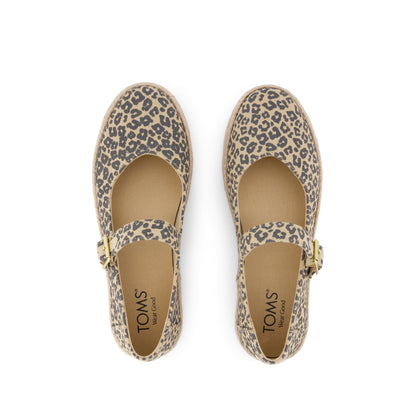 Carolina Mary Jane Espadrille - Natural Leopard Print (Spots) Top View