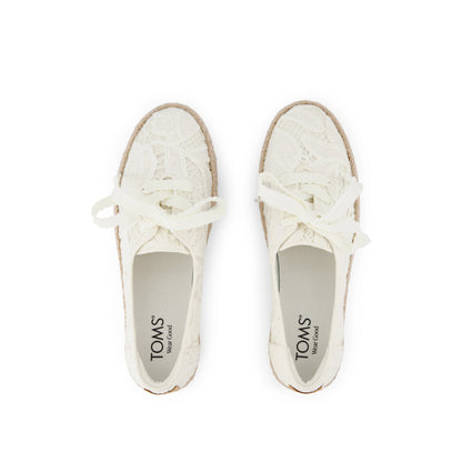 Womens Valencia Lace-Up Platform Espadrille Egret Floral Crochet