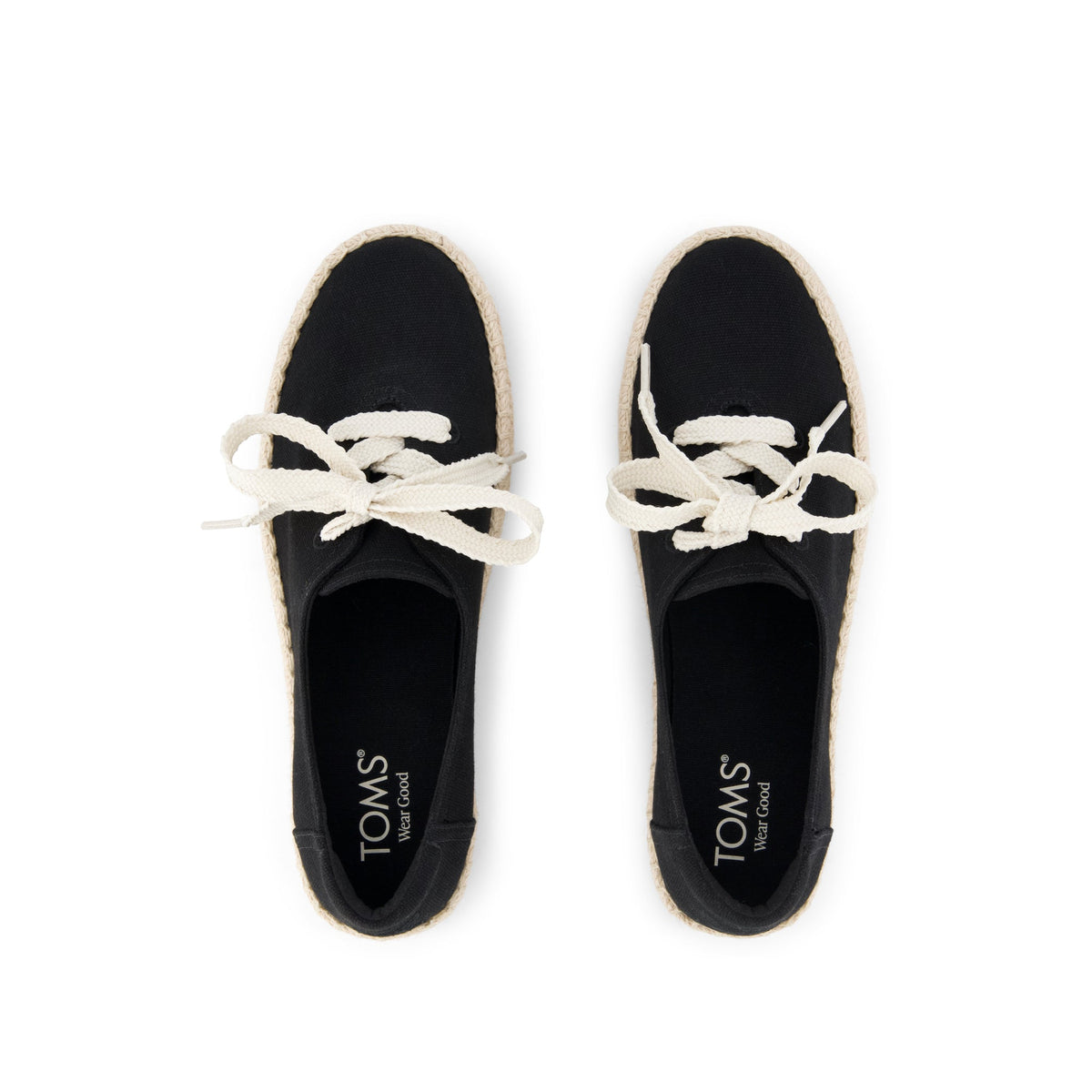 Womens Valencia Lace-Up Platform Espadrille Black Canvas
