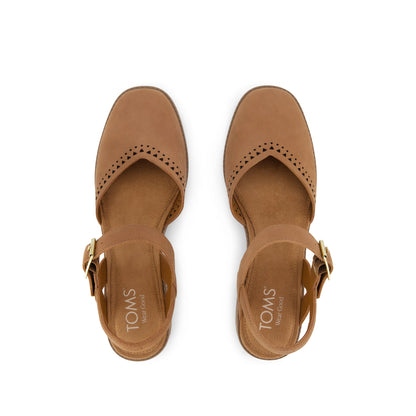 Jaclyn Heel - Brown Perforated Leather Top View
