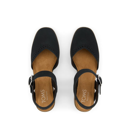 Jaclyn Heel - Black Perforated Leather Top View