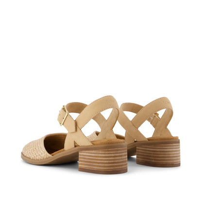 Jaclyn Heel - Natural Metallic Raffia Back View