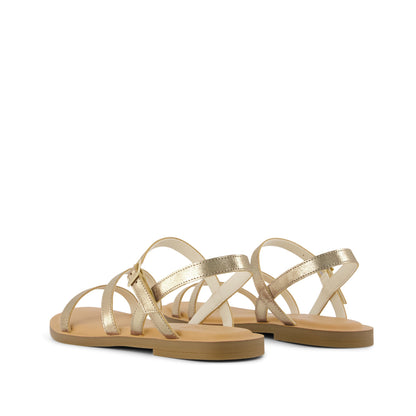 Kira Strappy Sandal - Gold Leather Back View