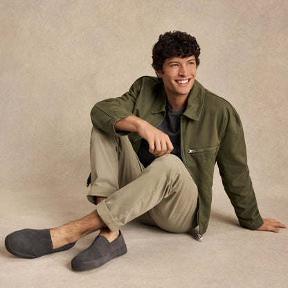 On model image of the Mens Alpargata Premium Water Resistant Forged Iron Suede