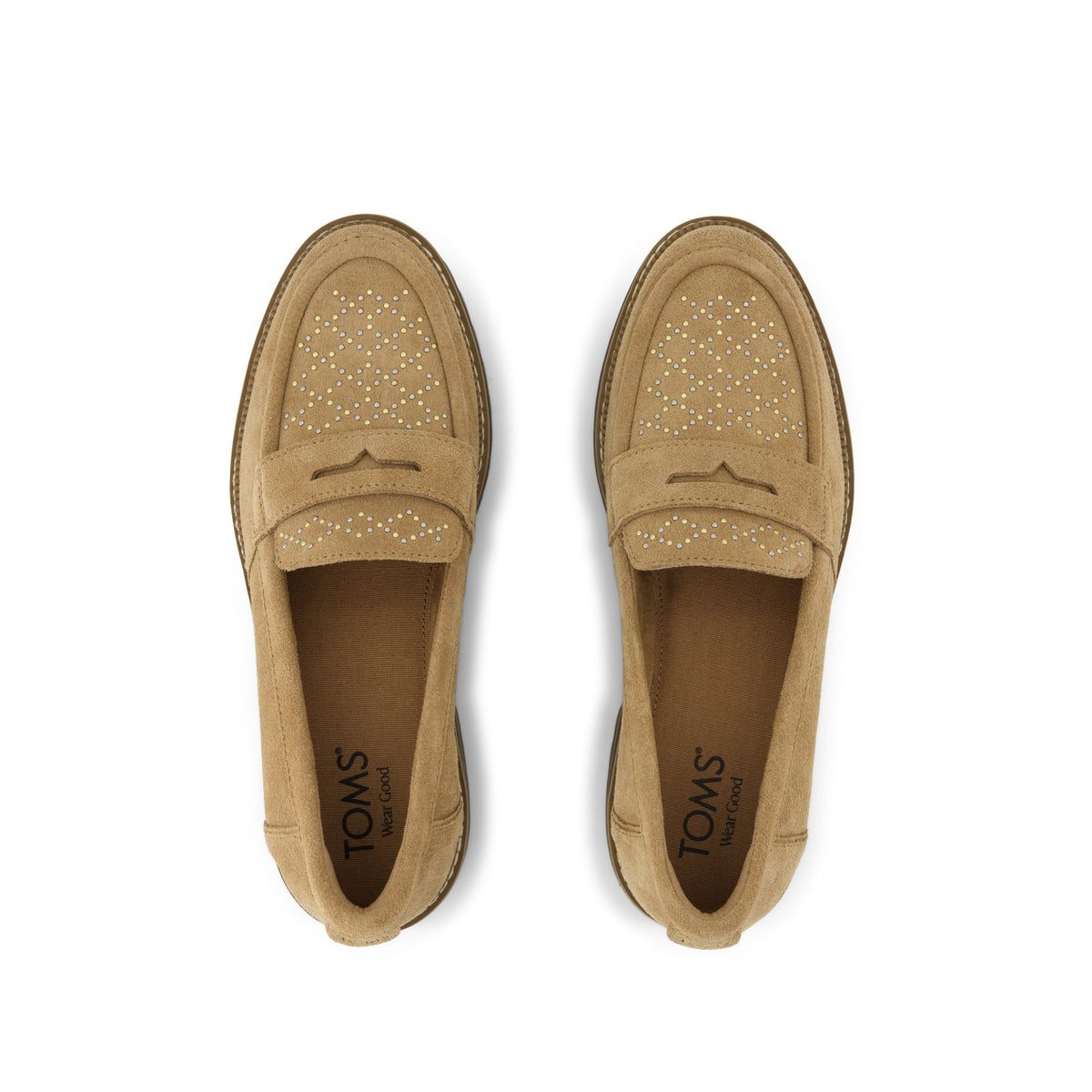 Cara Loafer - Toffee Suede w/ Studs Top View