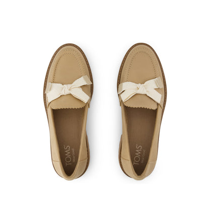 Cara Bow Loafer - Taupe Leather Top View