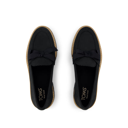 Cara Bow Loafer - Black Leather Top View