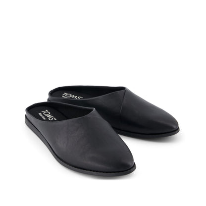 Amelia Mule - Black Faux Leather Front View