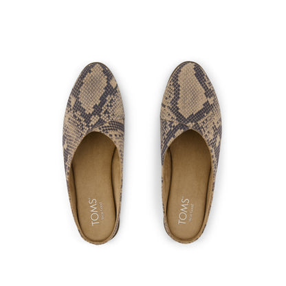 Amelia Mule - Taupe Snake Print Suede Top View