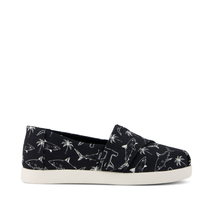 Alpargata Classic Kids Shoe - Black Shark Print Side View