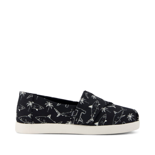 Alpargata Classic Kids Shoe - Black Shark Print Side View