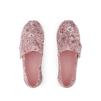 Alpargata Classic Kids Shoe - Pink Quartz Floral Top View