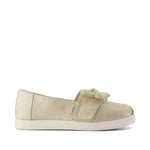 Alpargata Classic Kids Shoe - Champagne Soft Shimmer with Bow Side View
