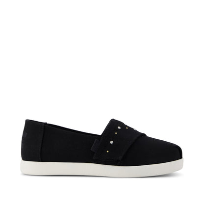 Alpargata Classic Kids Shoe - Black Brushed Twill Side View