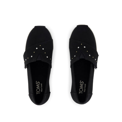 Alpargata Classic Kids Shoe - Black Brushed Twill Top View