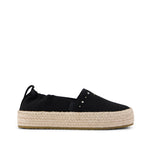 Valencia Platform Kids Espadrille - Black Brushed Twill Side View