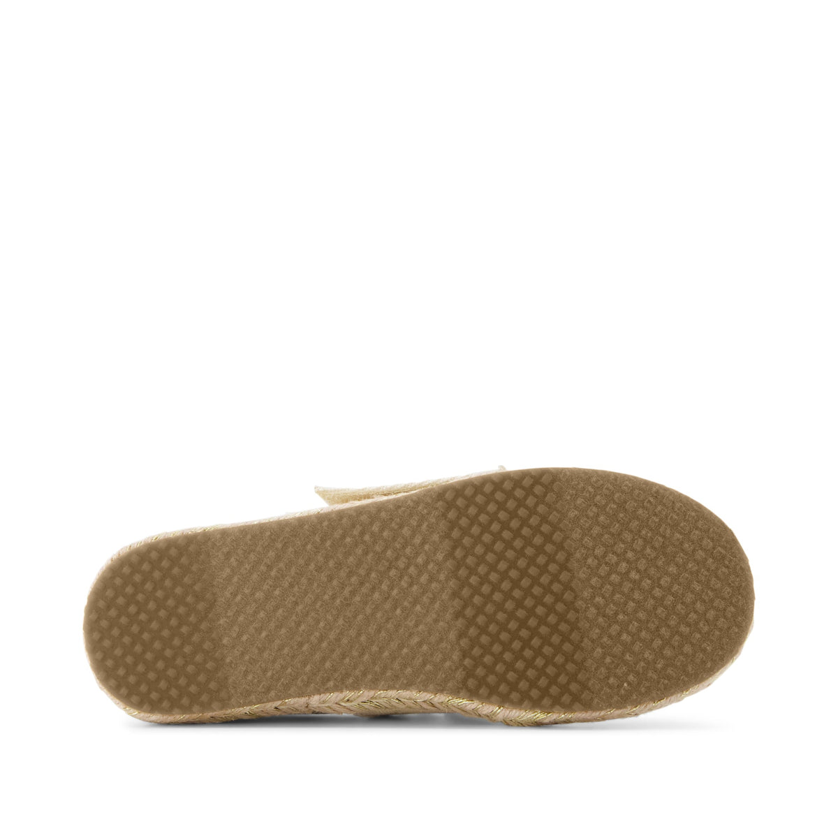 Carolina Lace-Up Kids Espadrille - Metallic Embroidered Palm Trees Bottom Sole View