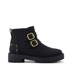 Simone Kids Boot - Black Nubuck Faux Leather w/ Studs Side View
