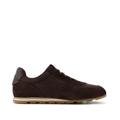 TRVL Lite Palisade Sneaker - Water Repellent Chocolate Vintage Twill Side View